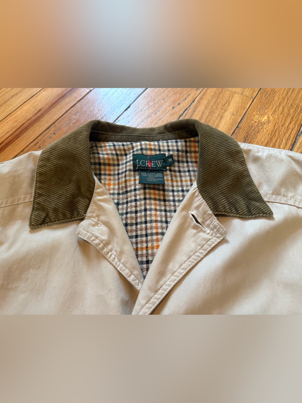 Vtg J. Crew Oarsman Corduroy Collar Barn Jacket Chore Coat Field Men’s Sz M Tan - Picture 2 of 16